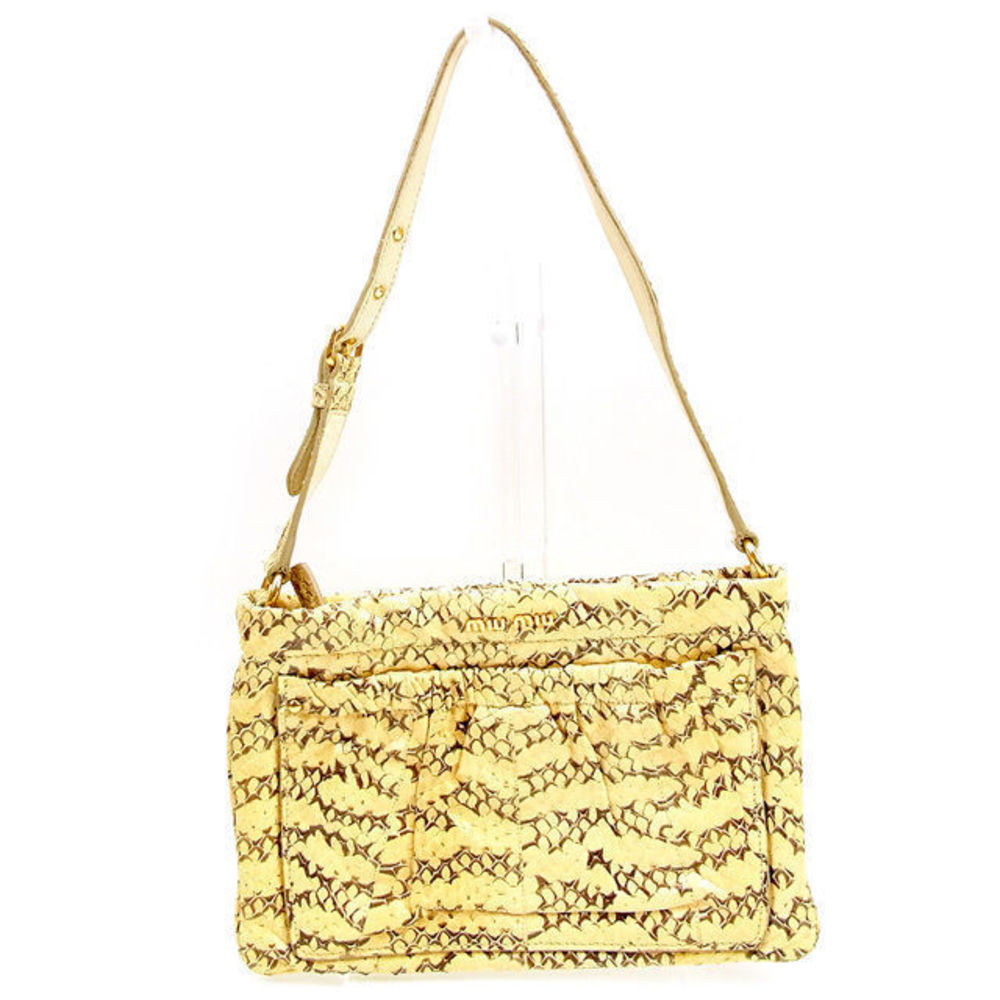 Miu Miu Shoulder Bag Pouch Python Shoulder Bag Be… - image 1